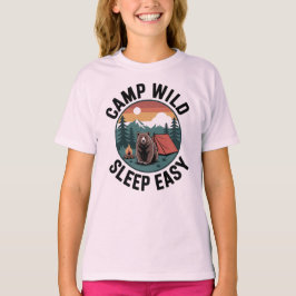 Camp Wild Sleep Easy-Bear Camping Vintage Sunset T Shirt