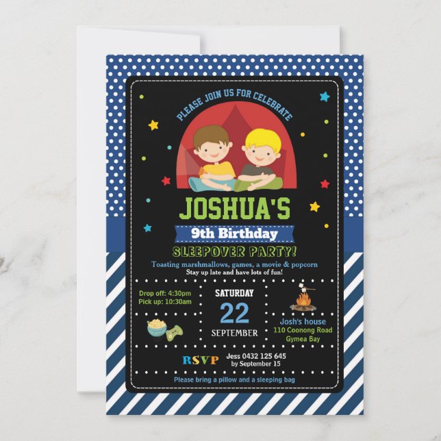 Campa för pojkar för inbjudningar för (Framsida)