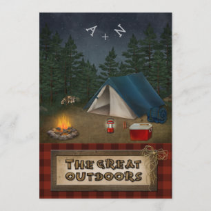 Campa Glamping, fiske, naturbröllopinbjudan Inbjudningar