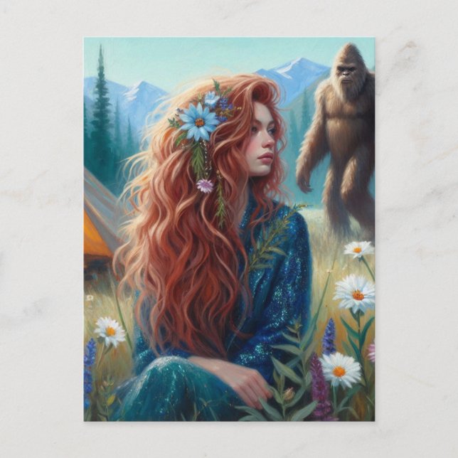 Campa i ängen med Sasquatch Vykort (Framsida)