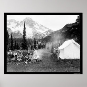 Campa i indiska Henry, Mount Rainier, WA 1922 Poster
