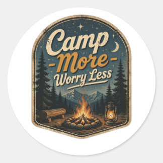 Campa mer, oroa dig mindre – Vintage campingsevent Runt Klistermärke
