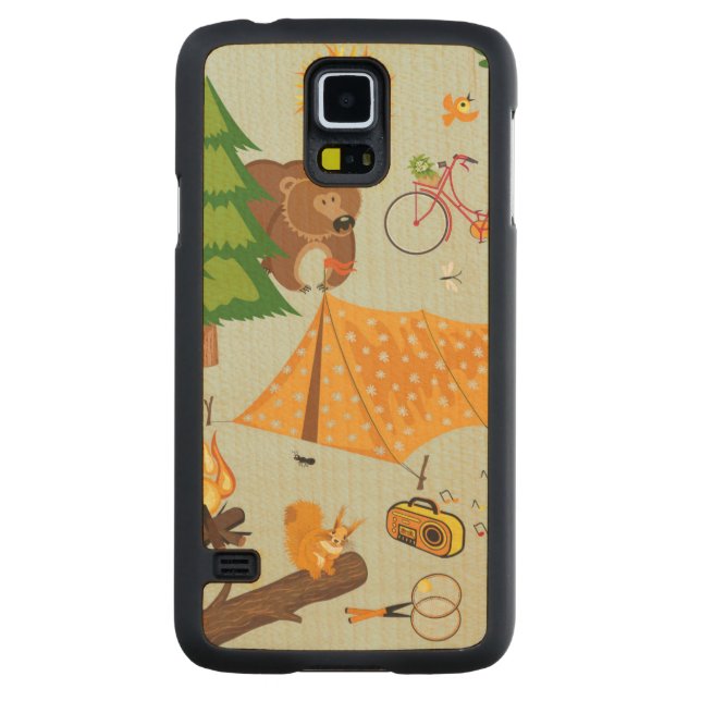 Campa mönster carved lönn galaxy s5 skal (Baksidan)