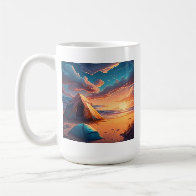 Campa vid soluppgången kaffemugg (Vänster)