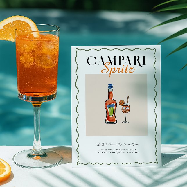 Campari Spritz Recipe Cocktail-vykort Vykort (Skapare uppladdad)