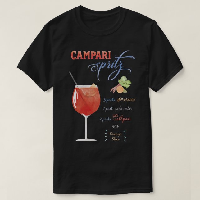 Campari Spritz Watercolor T Shirt (Design framsida)