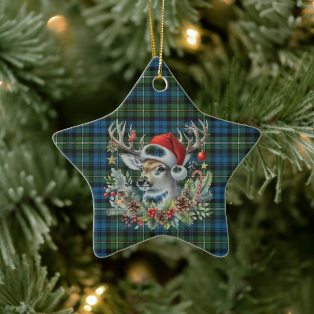 Campbell Argyll Ancient Scottish Tartan Christmas Julgransprydnad Keramik (Träd)