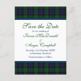 Campbell Black Watch Tartan Bröllop Spara Datum Meddelande Vykort