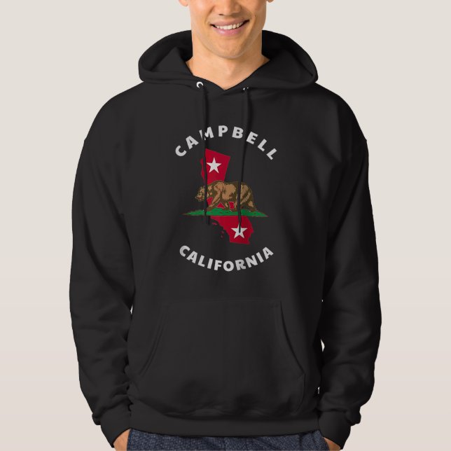 Campbell California CA Flag and Bear Badge Souveni Hoodie (Framsida)