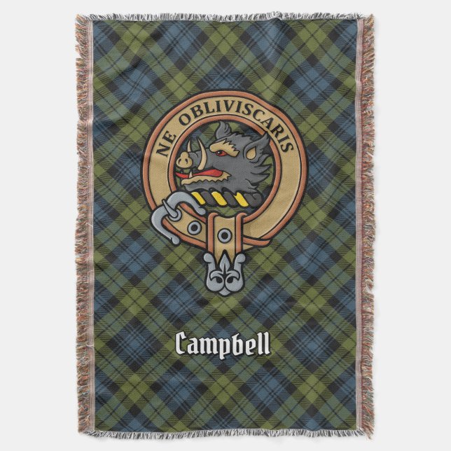 Campbell Crest over Tartan Filt (Framsidan Vertikal)