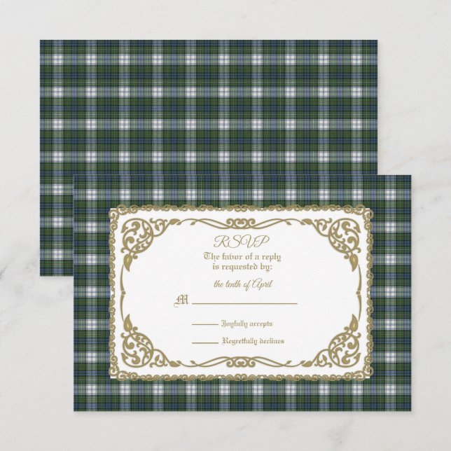 Campbell Dress Ancient Tartan med Guld Ram OSA Kort (Fram/baksida)