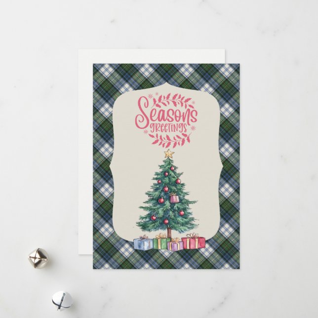 Campbell Dress Uråldig Skotsk Tartan Jul Julkort (Fram/Back In Situ)