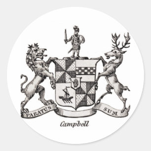 CAMPBELL FAMILJVAPENSKÖLD RUNT KLISTERMÄRKE
