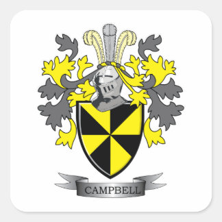 Campbell Family Crest Jackar av Arm Fyrkantigt Klistermärke