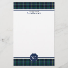 Campbell Family Tartan Navy Blue Play Monogram Brevpapper