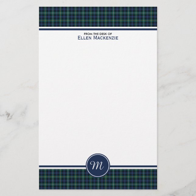 Campbell Family Tartan Navy Blue Play Monogram Brevpapper (Framsida)