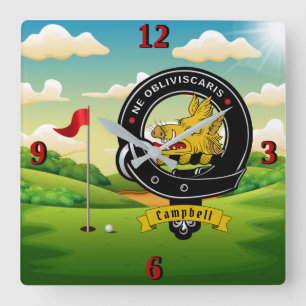 Campbell Klan Badge Golf   Fyrkantig Klocka