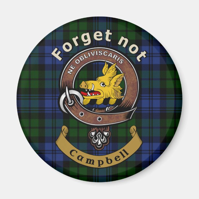 Campbell Klan Badge och Tartan Magnet (Framsidan)