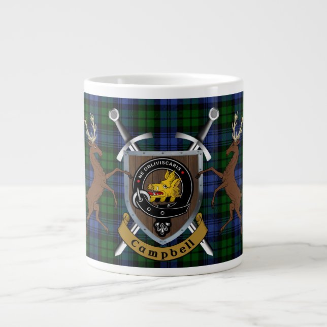 Campbell Klan Badge & Tartan Highland Jumbo Mugg (Framsidan)