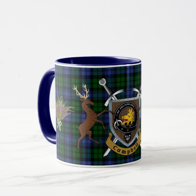 Campbell Klan Badge & Tartan Highland Mugg (Framsida vänster)