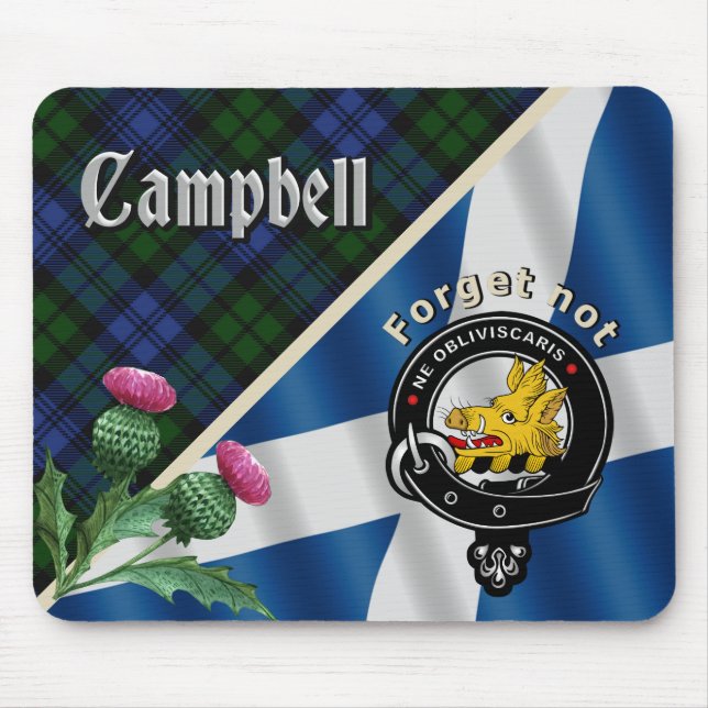 Campbell Klan Badge & Tartan Mouse Pad Musmatta (Framsidan)