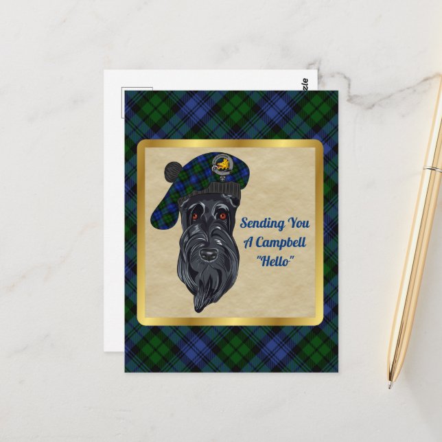 Campbell Klan Badge & Tartan Postcard Vykort (Fram/Back In Situ)