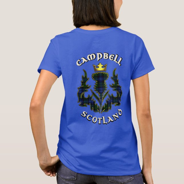 Campbell Klan Badge & Tartan w/Motto T Shirt (Baksida)