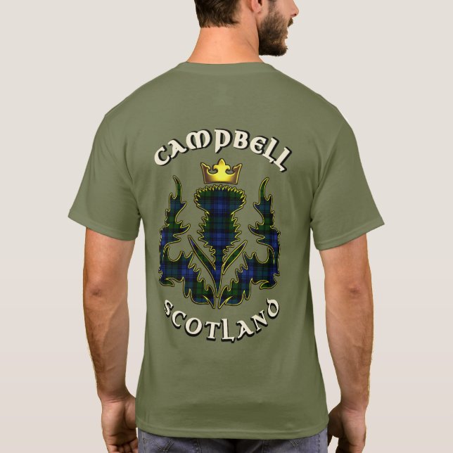 Campbell Klan Badge & Tartan w/Motto T Shirt (Baksida)