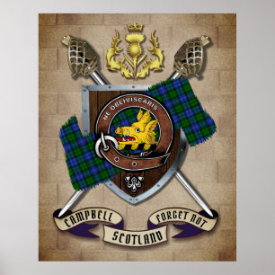 Campbell Klan Badge W/Crossed Swords Poster