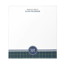 Campbell Klan Navy Blue Scottish Tartan Monogram