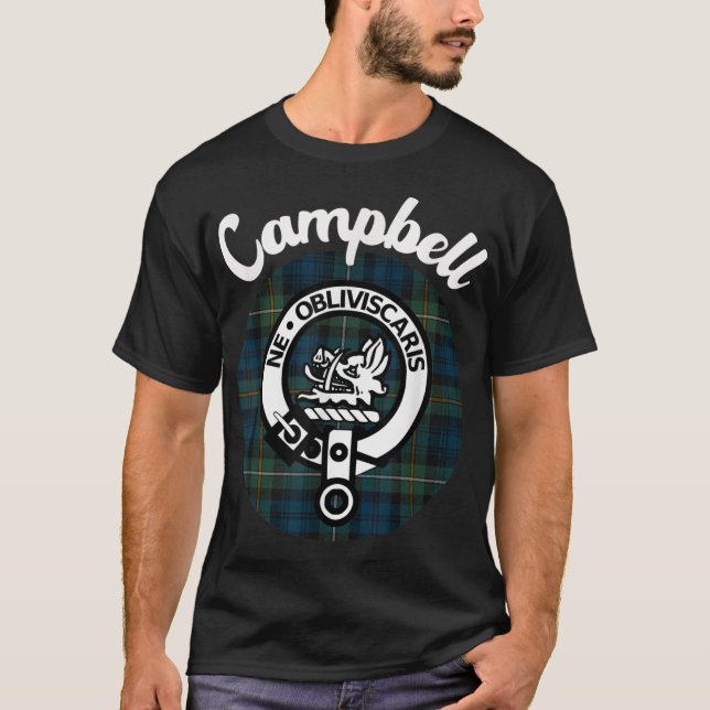 Campbell Klan Scottish Namn Jackar av Arm Tartan T Shirt (Framsida)
