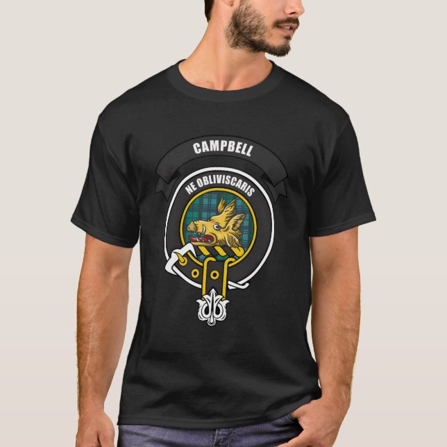 Campbell Klan Scottish Scotland Tan T Shirt (Framsida)