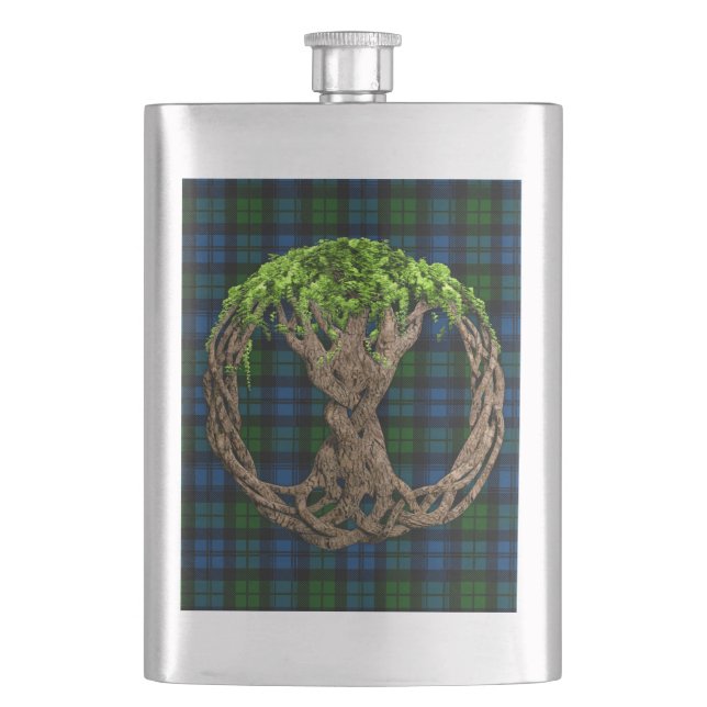 Campbell militär Tartan och Celtic livets träd Fickplunta (Framsidan)