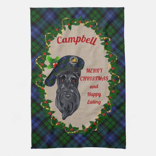 Campbell Scottie Hund jul Kitchen Towel Kökshandduk (Vertikal)
