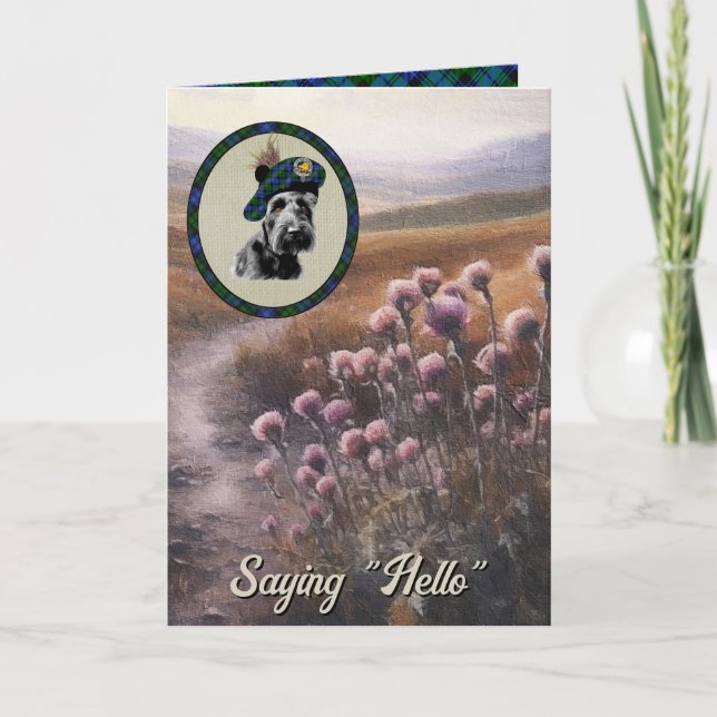 Campbell Scottie Hund & Tartan Personlig Card Kort (Framsida)