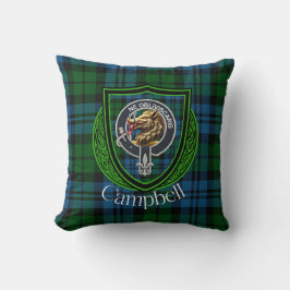Campbell skotska klan tartan och vapensköld kudde
