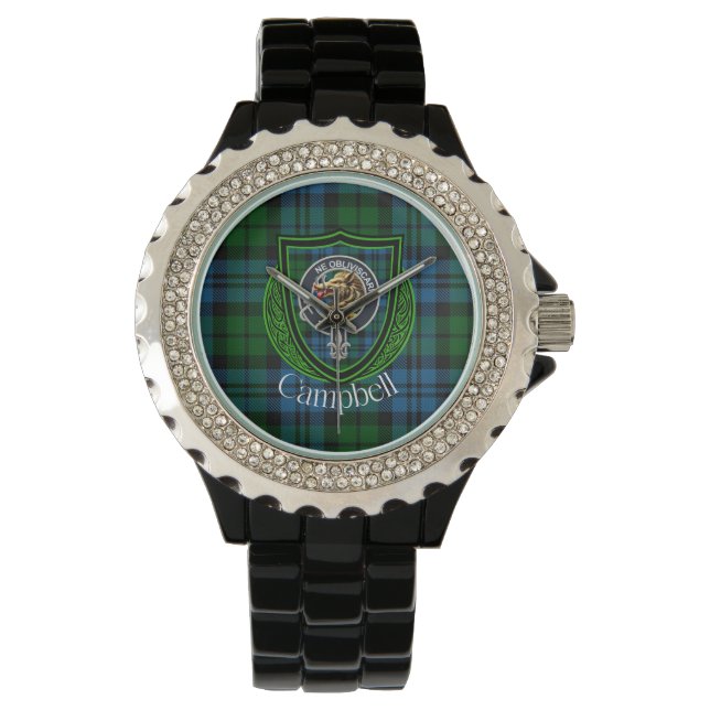 Campbell skotska klan tartan & vapen armbandsur (Framsida)