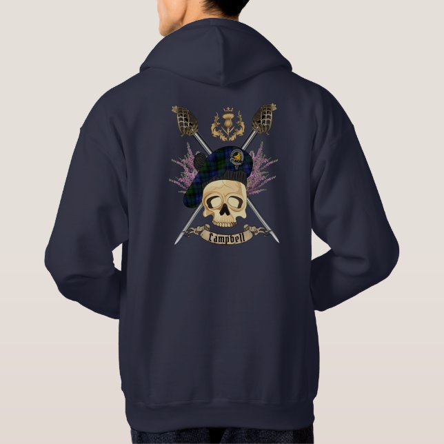 Campbell Skull och korsade ord Hoodie (Baksida)