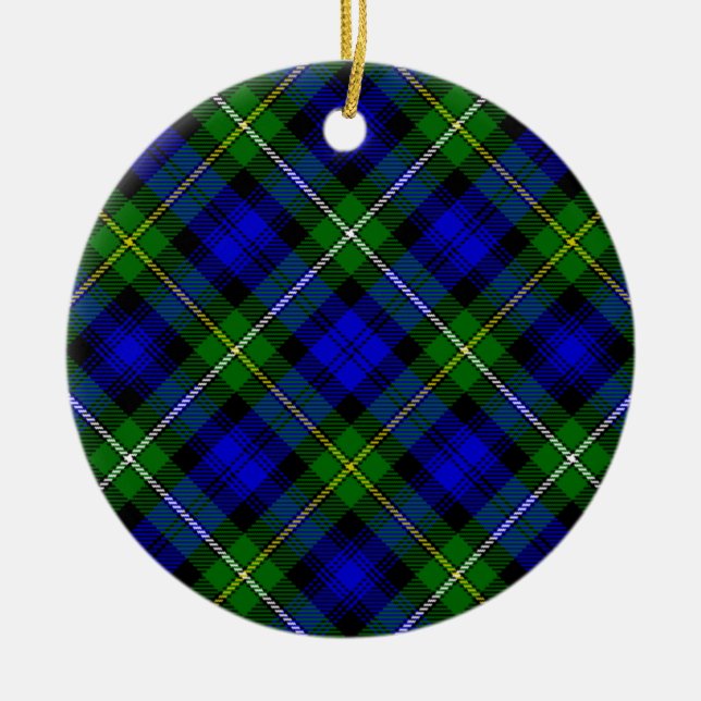 Campbell tartan Blue grönt plaid Julgransprydnad Keramik (Framsidan)