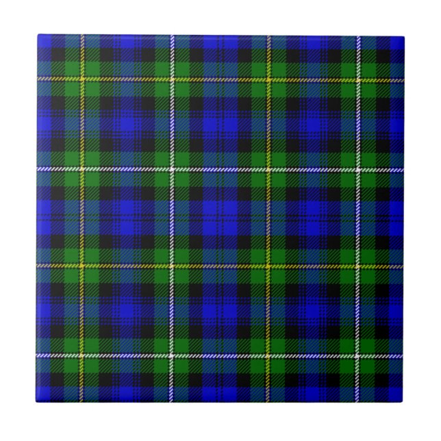 Campbell tartan Blue grönt plaid Kakelplatta (Framsidan)
