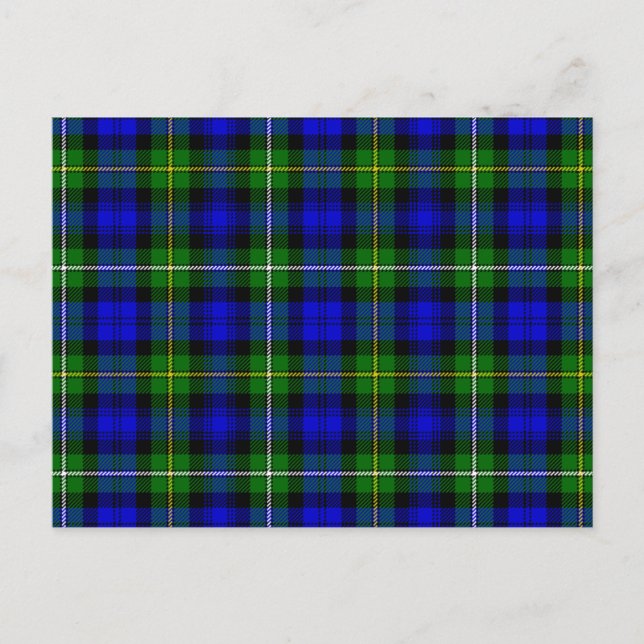 Campbell tartan Blue grönt plaid Vykort (Framsida)