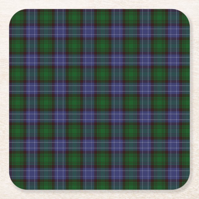 Campbell Tartan Grönt Play Underlägg Papper Kvadrat (Framsidan)
