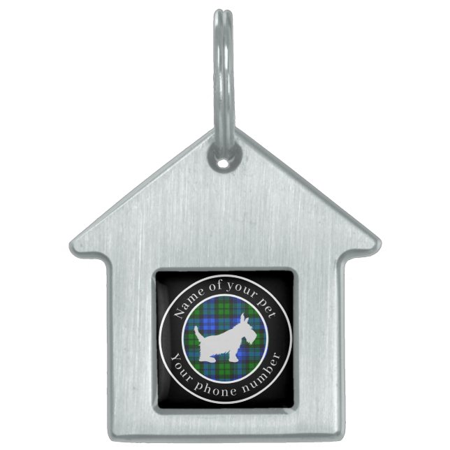 Campbell Tartan Scottie Hund Personlig ID-bricka Husdjur (Framsidan)