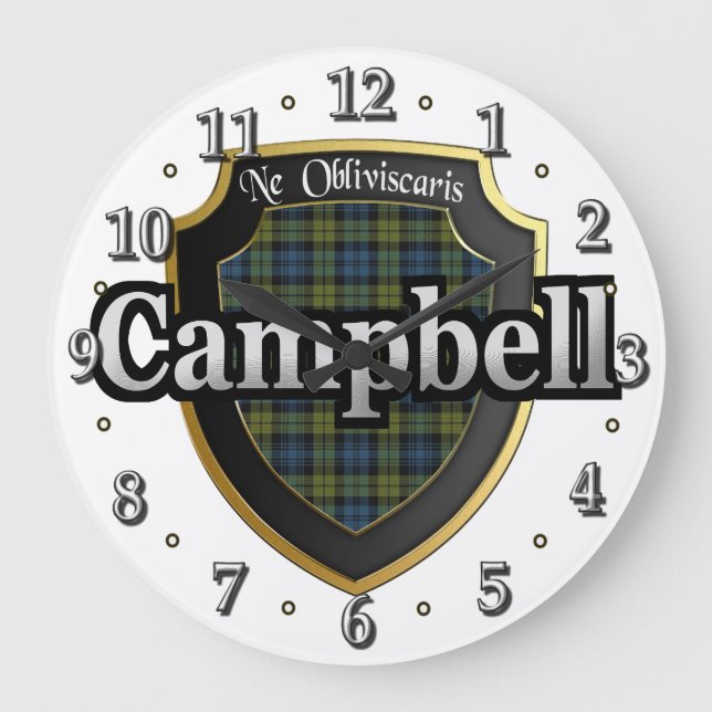 Campbell Tartan Scottish Dream Clock Stor Klocka (Framsida)