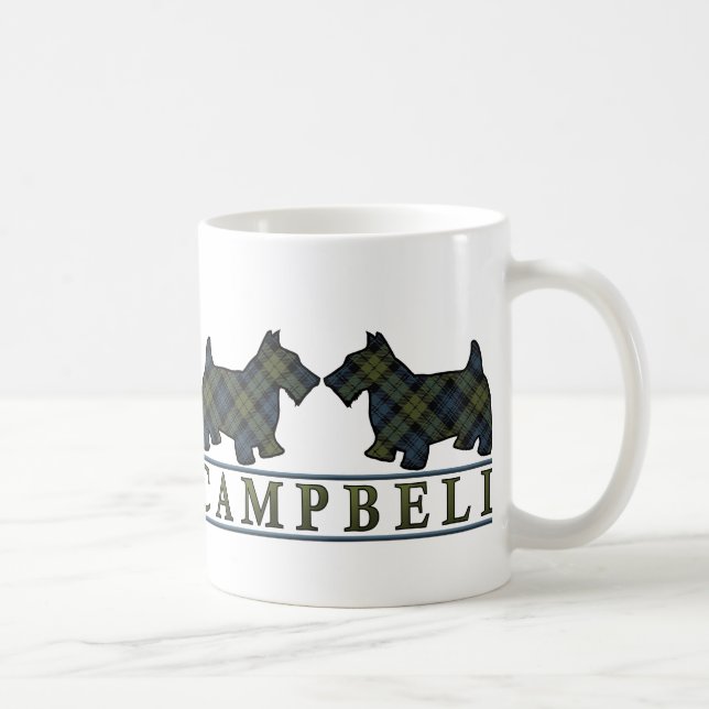 Campbell Tartan Scottish Scottie Hundar Kaffemugg (Höger)