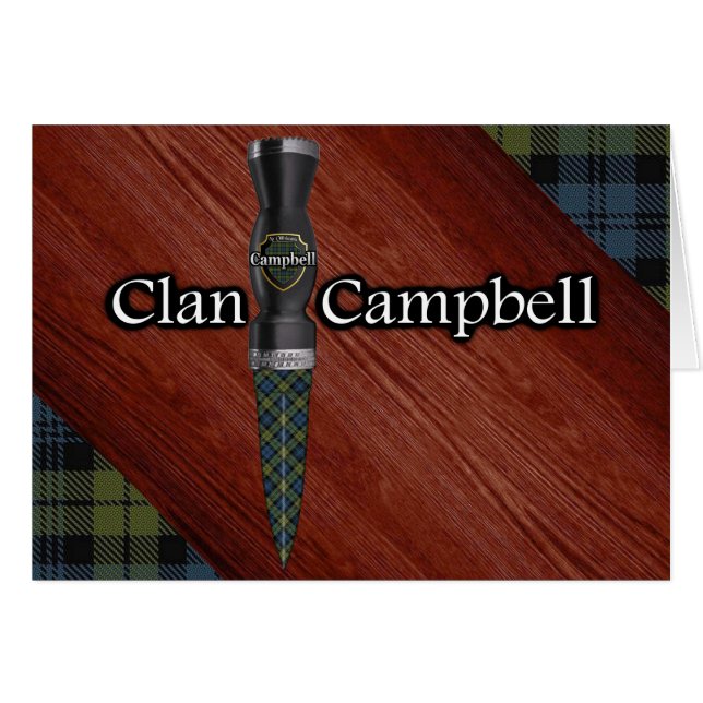 Campbell Tartan Scottish Sgian Dubh Blade Hälsningskort (Framsidan Horizontal)