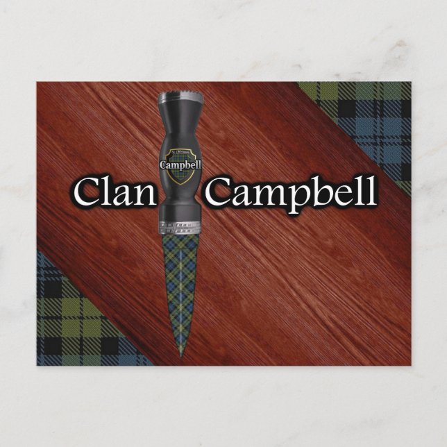 Campbell Tartan Scottish Sgian Dubh Blade Vykort (Framsida)