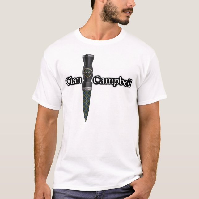 Campbell Tartan Scottish Sgian Dubh T-shirt (Framsida)