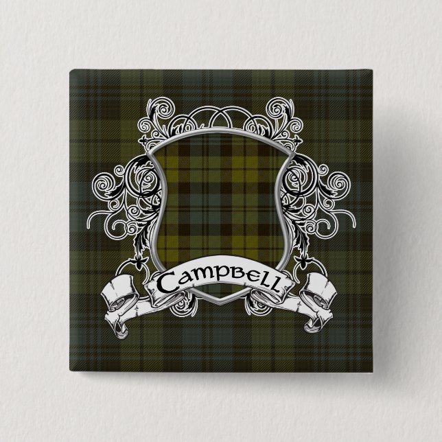 Campbell Tartan Shield Knapp (Framsida)