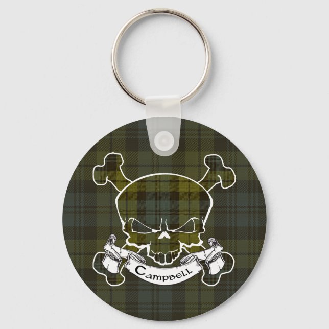 Campbell Tartan Skull Nyckelring (Framsida)